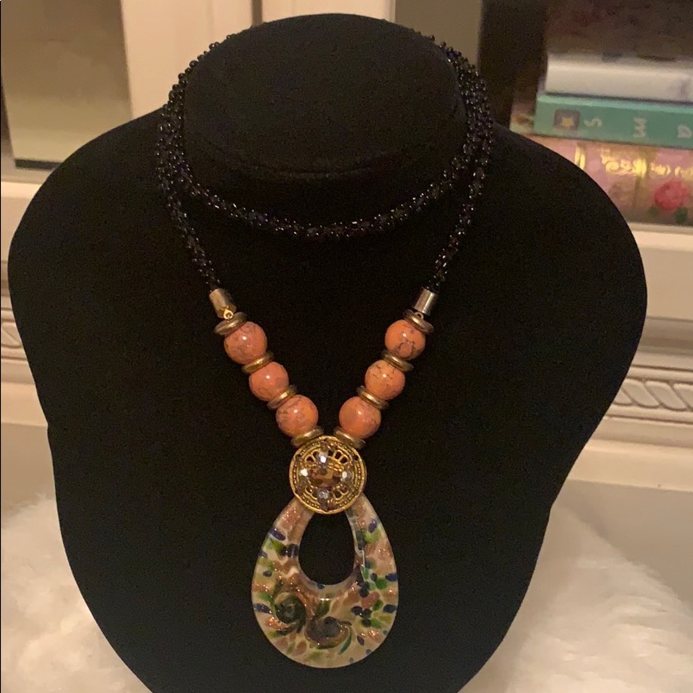 Black bead necklace